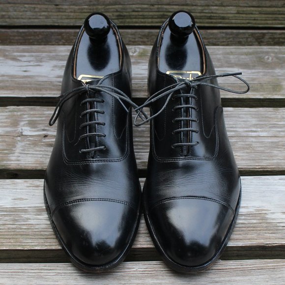 Vtg Dack’s Black Calfskin Cap Toe Oxford, Men's Size 8 E, EUC, Made in Canada - Picture 3 of 12